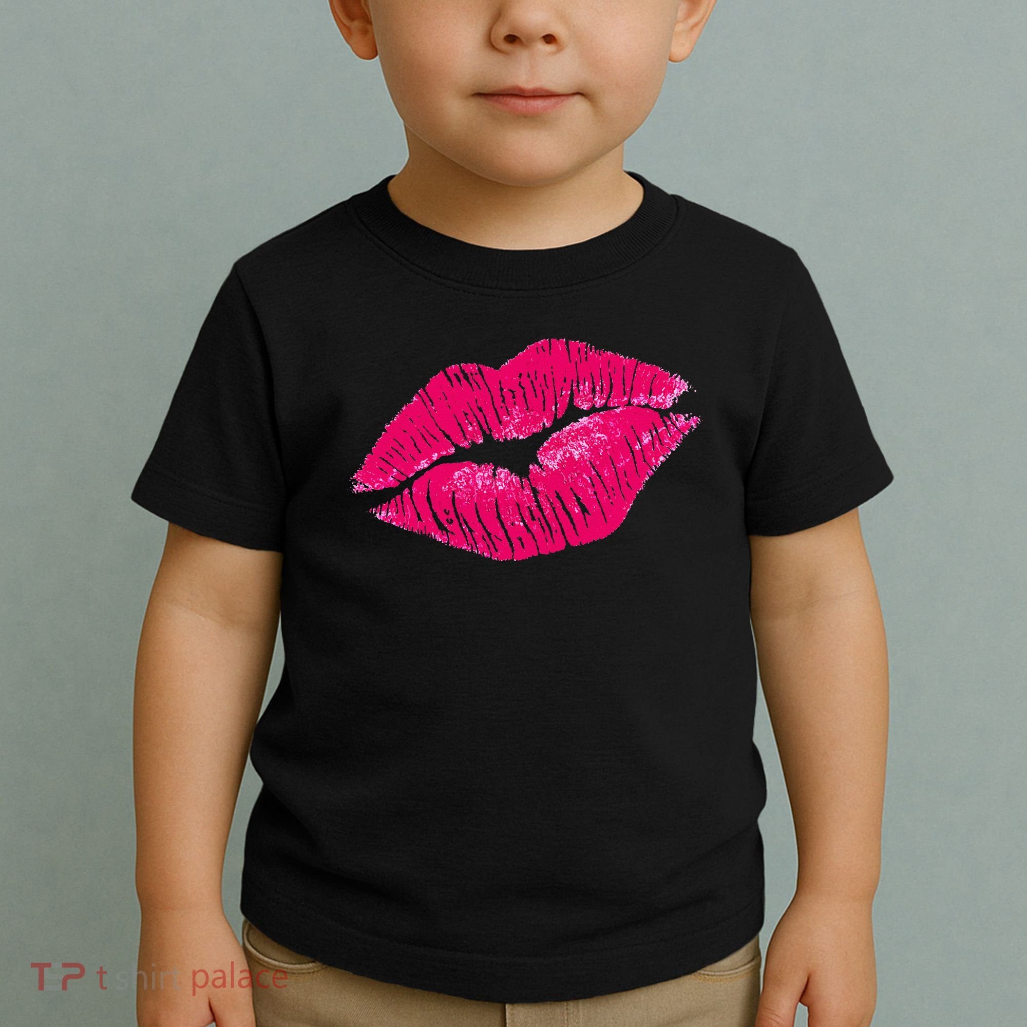 Hot Pink Lips Neon 80s Lipstick Party Toddler T-Shirt