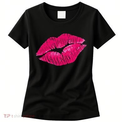 Hot Pink Lips Neon 80s Lipstick Party Women's T-Shirt