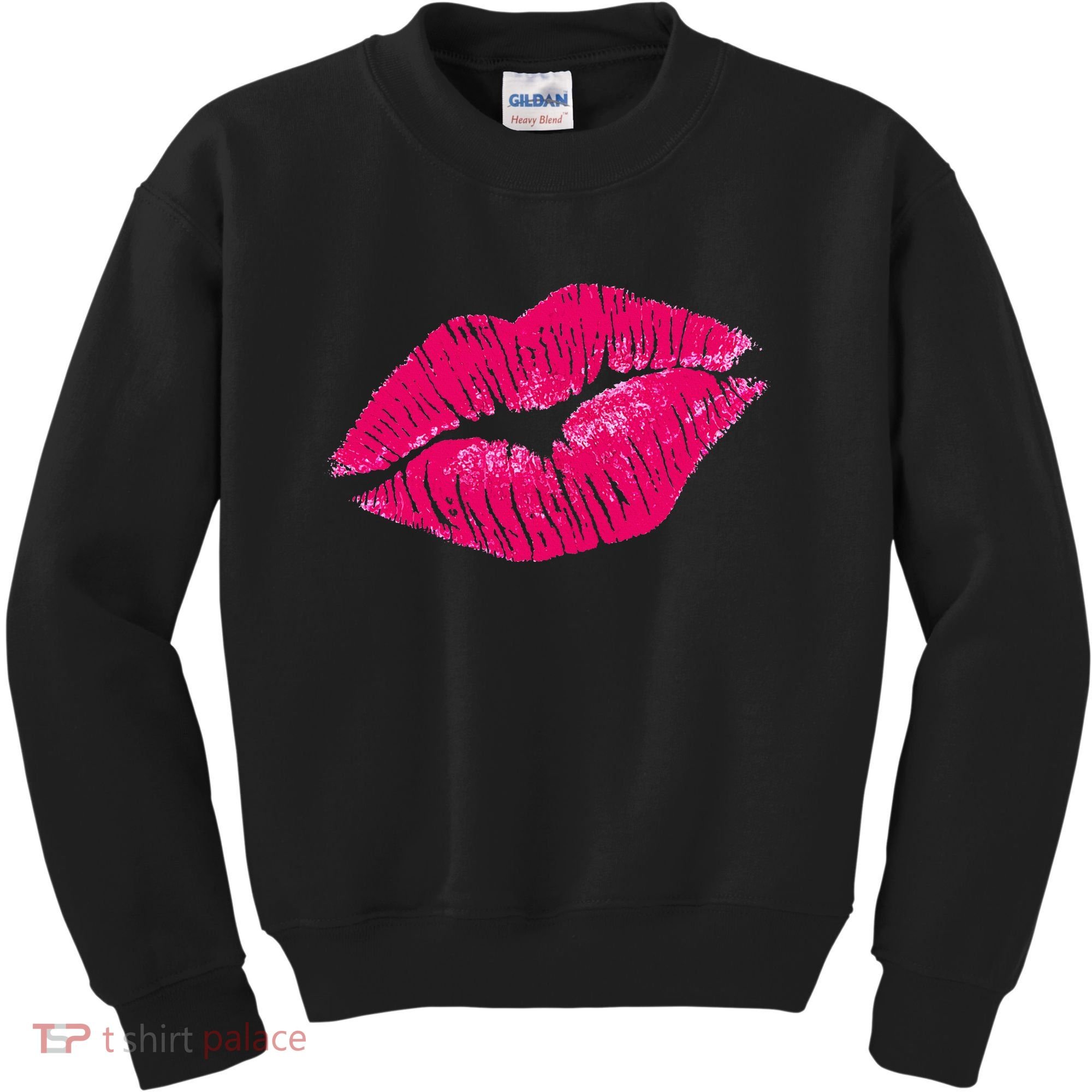 Hot Pink Lips Neon 80s Lipstick Party Kids Sweatshirt