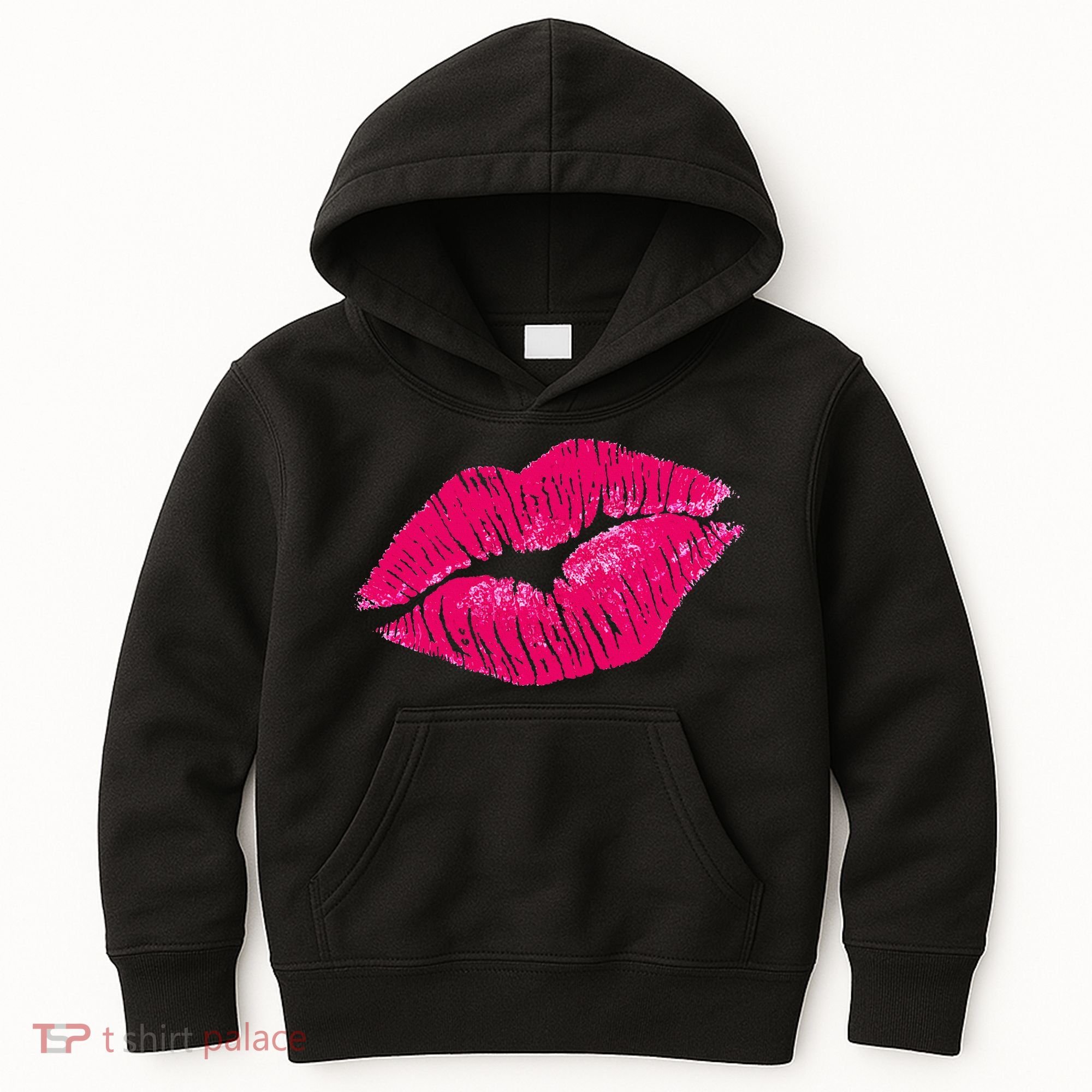 Hot Pink Lips Neon 80s Lipstick Party Kids Hoodie
