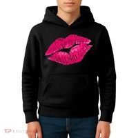 Hot Pink Lips Neon 80s Lipstick Party Kids Hoodie thumb 4