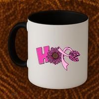 Hope Pink Leopard Print Sunflower Breast Cancer Awareness Coffee Mug thumb 2