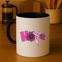 Hope Pink Leopard Print Sunflower Breast Cancer Awareness Coffee Mug thumb 4