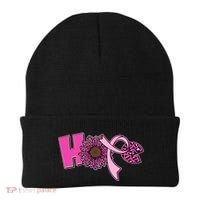 Hope Pink Leopard Print Sunflower Breast Cancer Awareness Beanie thumb 0
