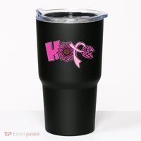 Hope Pink Leopard Print Sunflower Breast Cancer Awareness Tumbler thumb 0