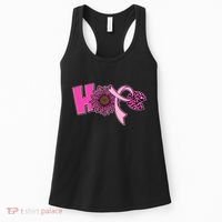 Hope Pink Leopard Print Sunflower Breast Cancer Awareness Women's Tank Top thumb 0