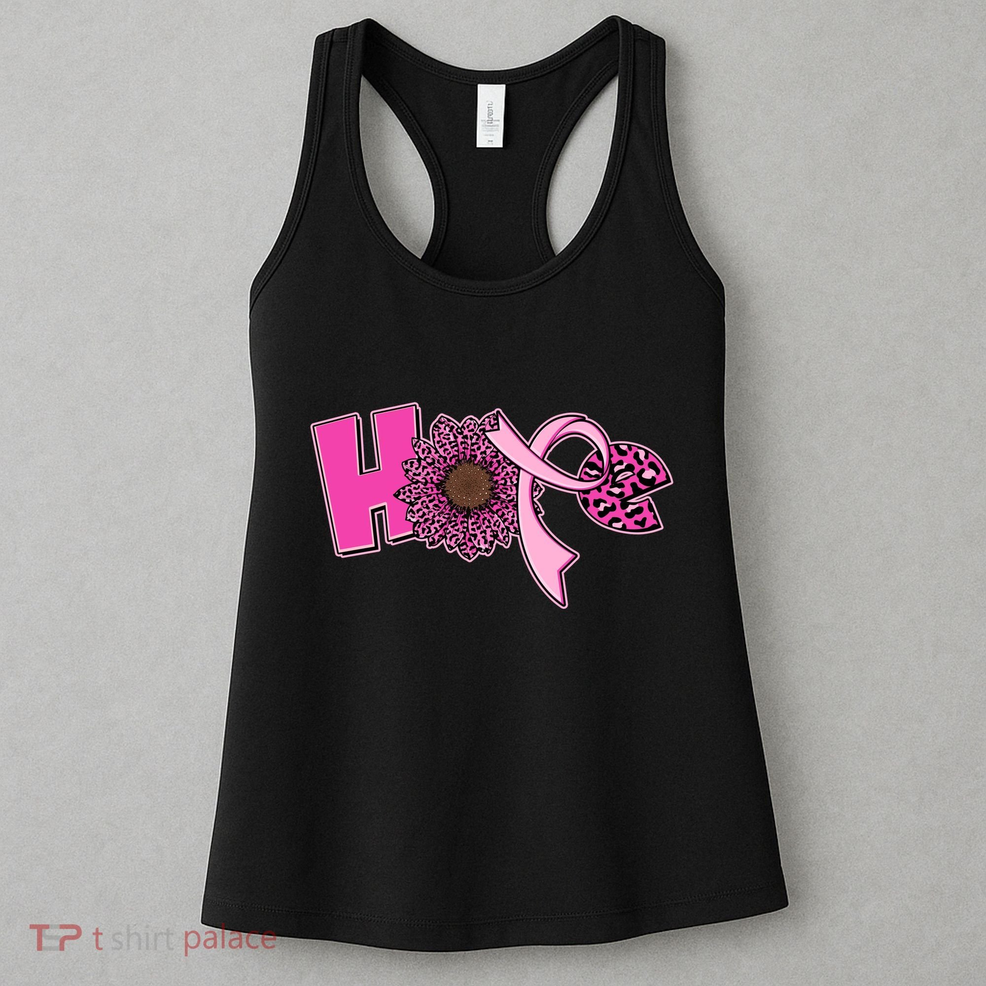 Hope Pink Leopard Print Sunflower Breast Cancer Awareness Women's Tank Top