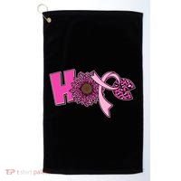 Hope Pink Leopard Print Sunflower Breast Cancer Awareness Golf Towel thumb 0