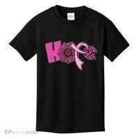 Hope Pink Leopard Print Sunflower Breast Cancer Awareness Kids T-Shirt thumb 0
