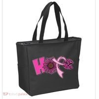 Hope Pink Leopard Print Sunflower Breast Cancer Awareness Tote Bag thumb 2