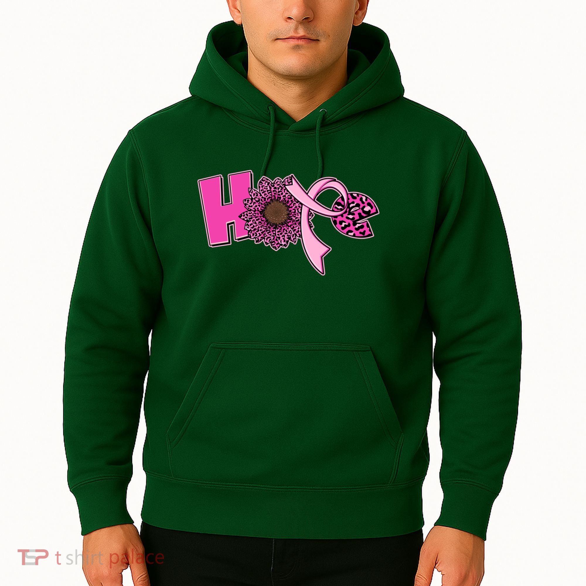 Hope Pink Leopard Print Sunflower Breast Cancer Awareness Hoodie