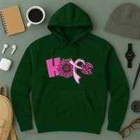 Hope Pink Leopard Print Sunflower Breast Cancer Awareness Hoodie thumb 3