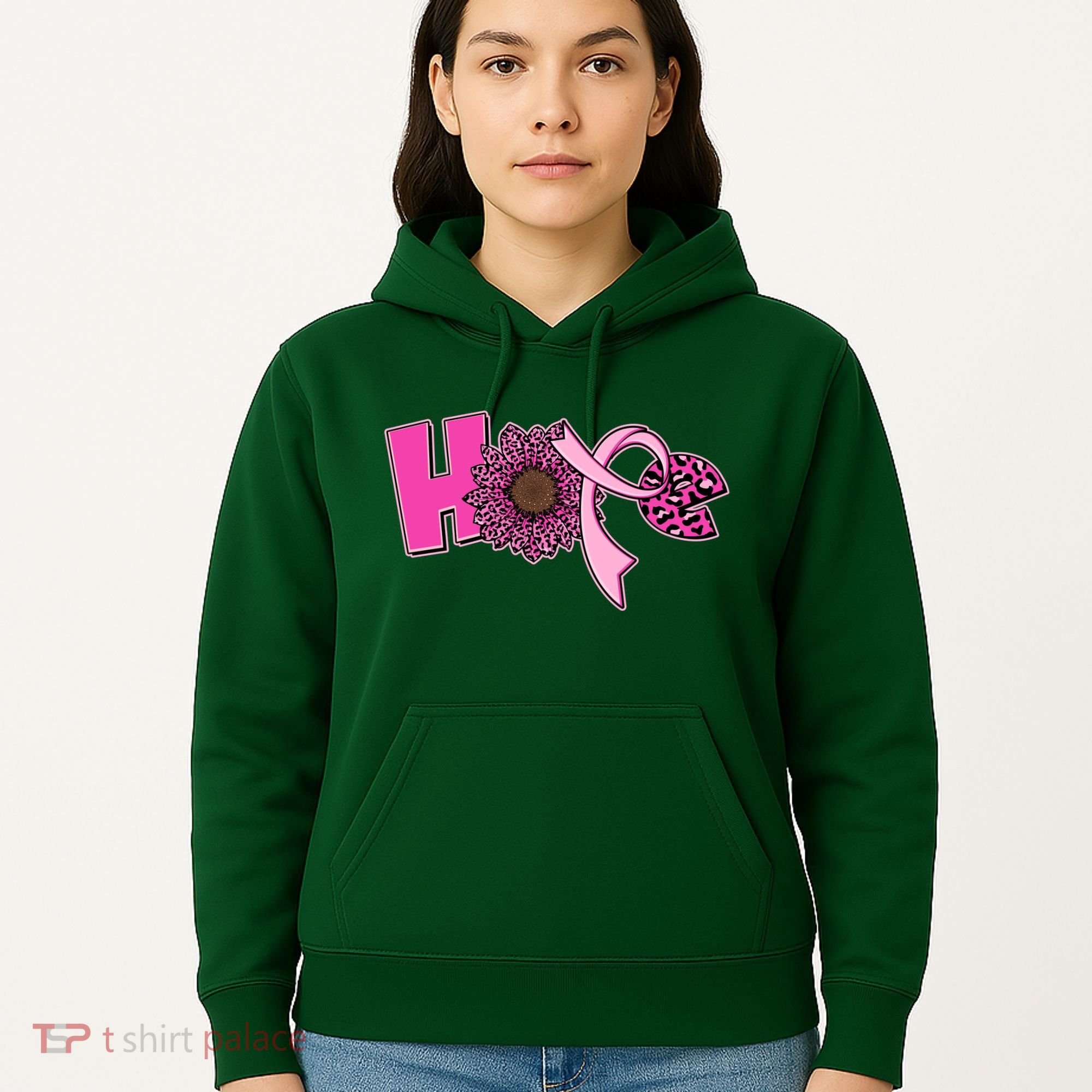 Hope Pink Leopard Print Sunflower Breast Cancer Awareness Hoodie