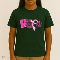 Hope Pink Leopard Print Sunflower Breast Cancer Awareness T-Shirt thumb 4