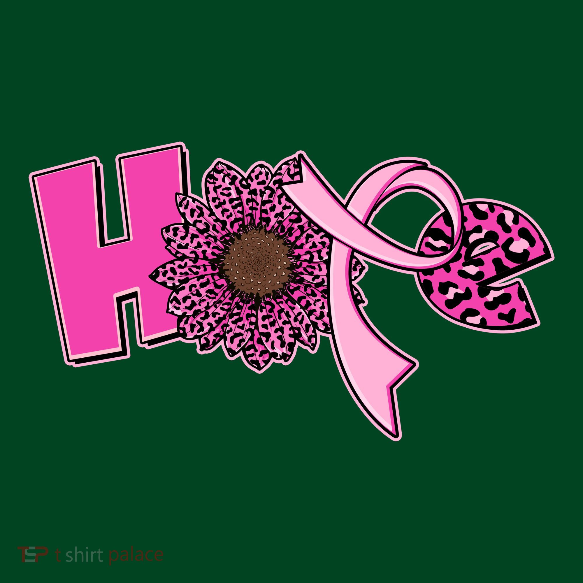 Hope Pink Leopard Print Sunflower Breast Cancer Awareness T-Shirt