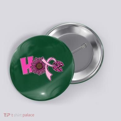 Hope Pink Leopard Print Sunflower Breast Cancer Awareness Button
