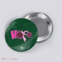 Hope Pink Leopard Print Sunflower Breast Cancer Awareness Button thumb 0