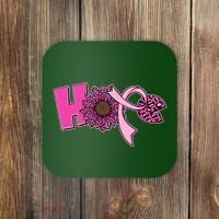 Hope Pink Leopard Print Sunflower Breast Cancer Awareness Coaster thumb 0