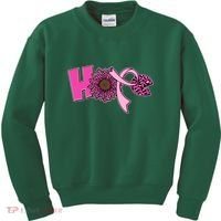 Hope Pink Leopard Print Sunflower Breast Cancer Awareness Kids Sweatshirt thumb 0