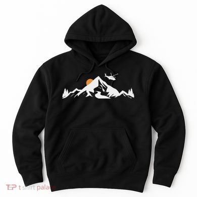 Helicopter Pilot Mountains Aviation Aircraft Chopper Hoodie