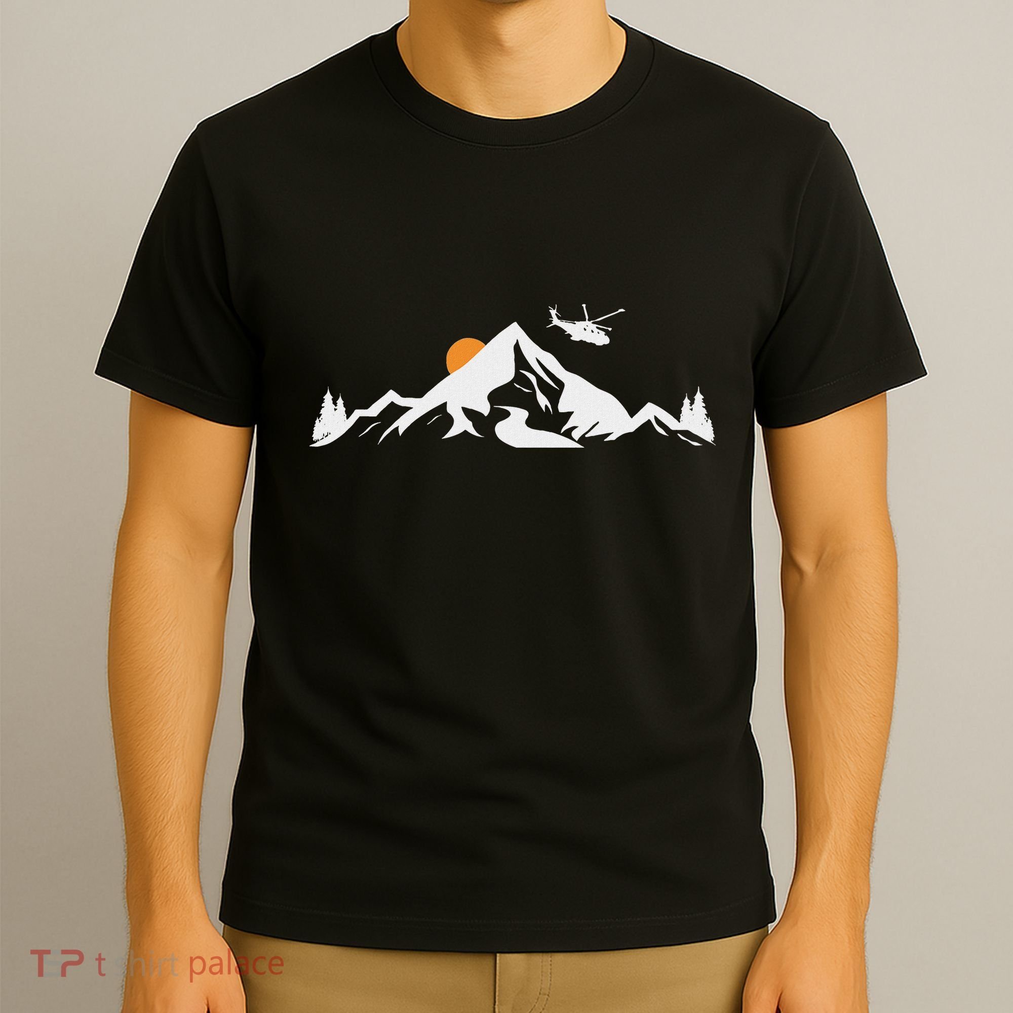 Helicopter Pilot Mountains Aviation Aircraft Chopper T-Shirt