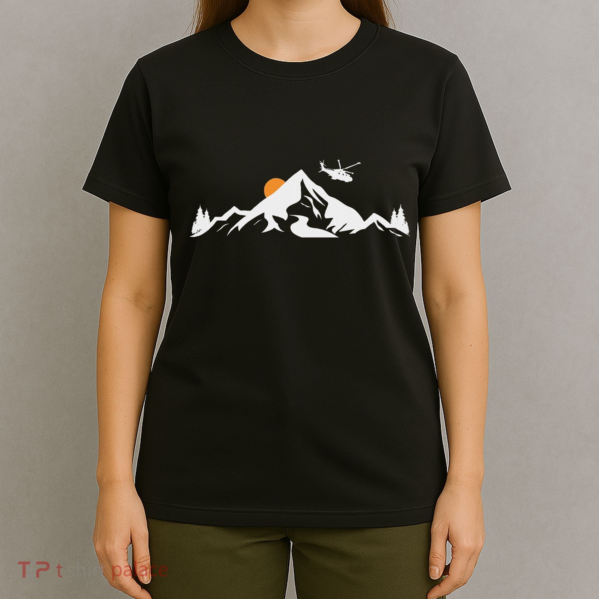 Helicopter Pilot Mountains Aviation Aircraft Chopper T-Shirt