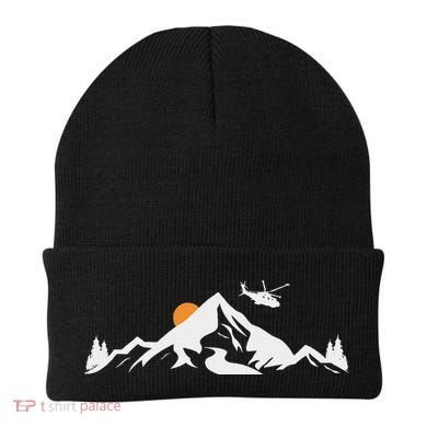 Helicopter Pilot Mountains Aviation Aircraft Chopper Beanie