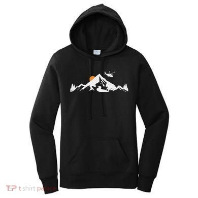 Helicopter Pilot Mountains Aviation Aircraft Chopper Women's Hoodie