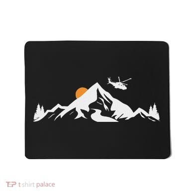Helicopter Pilot Mountains Aviation Aircraft Chopper Mousepad