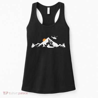 Helicopter Pilot Mountains Aviation Aircraft Chopper Women's Tank Top