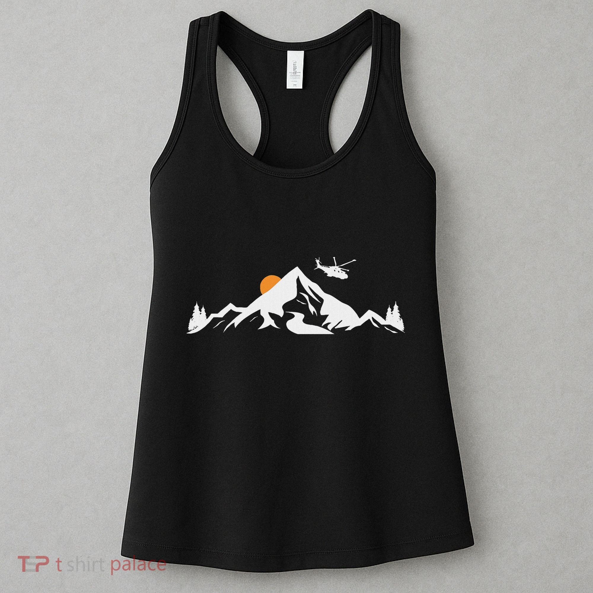 Helicopter Pilot Mountains Aviation Aircraft Chopper Women's Tank Top