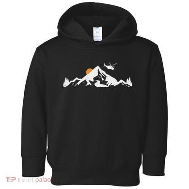 Helicopter Pilot Mountains Aviation Aircraft Chopper Toddler Hoodie