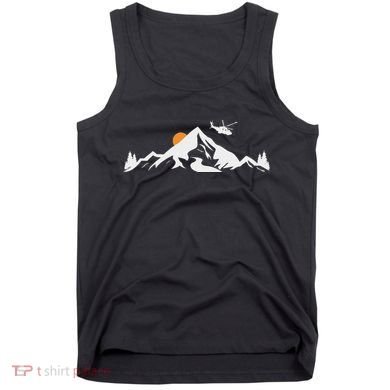 Helicopter Pilot Mountains Aviation Aircraft Chopper Tank Top