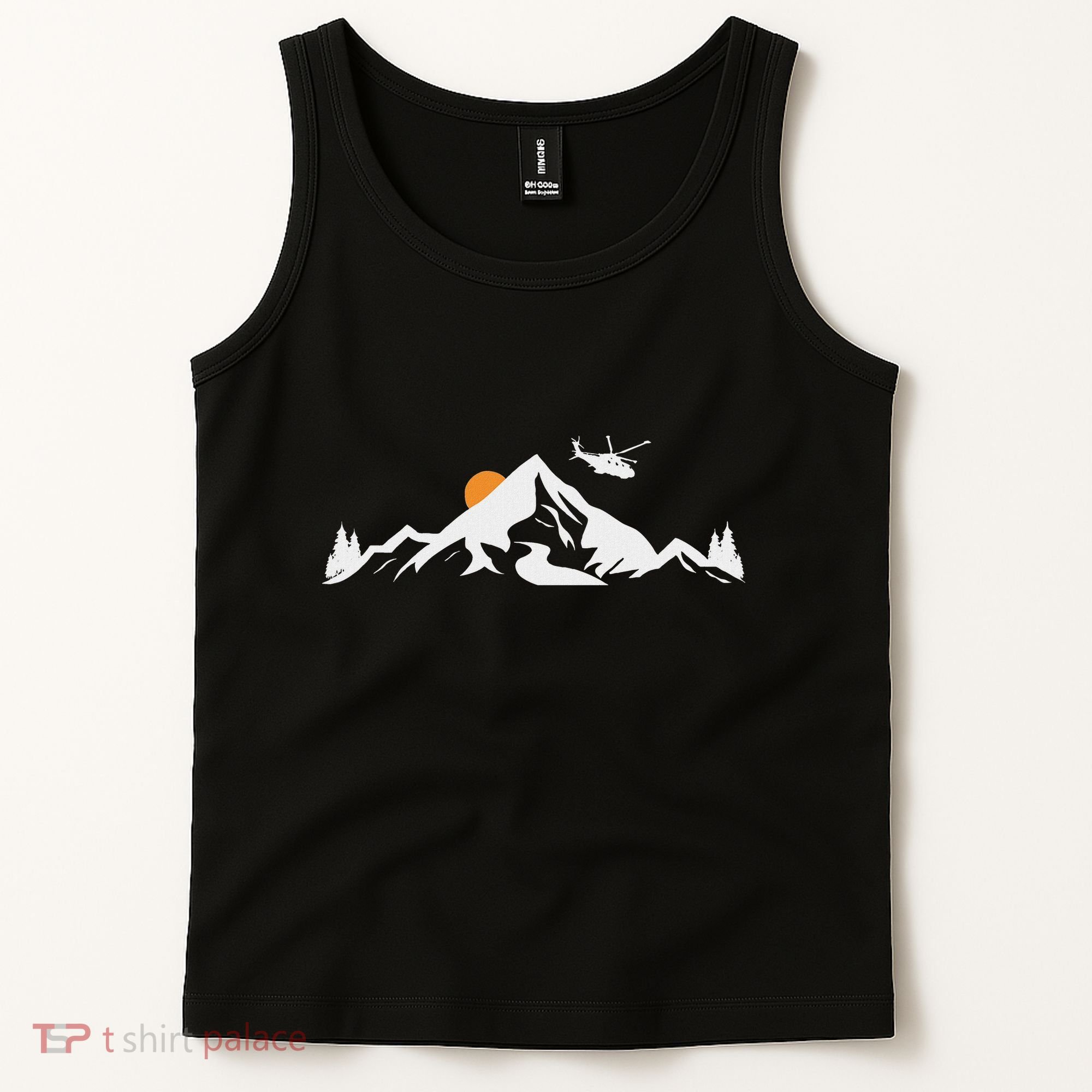 Helicopter Pilot Mountains Aviation Aircraft Chopper Tank Top