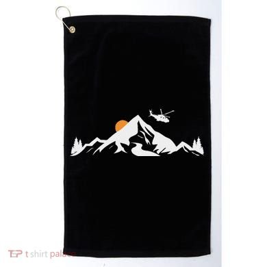 Helicopter Pilot Mountains Aviation Aircraft Chopper Golf Towel