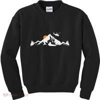 Helicopter Pilot Mountains Aviation Aircraft Chopper Kids Sweatshirt thumb 0
