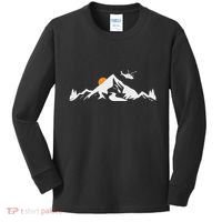 Helicopter Pilot Mountains Aviation Aircraft Chopper Kids Long Sleeve Shirt thumb 0