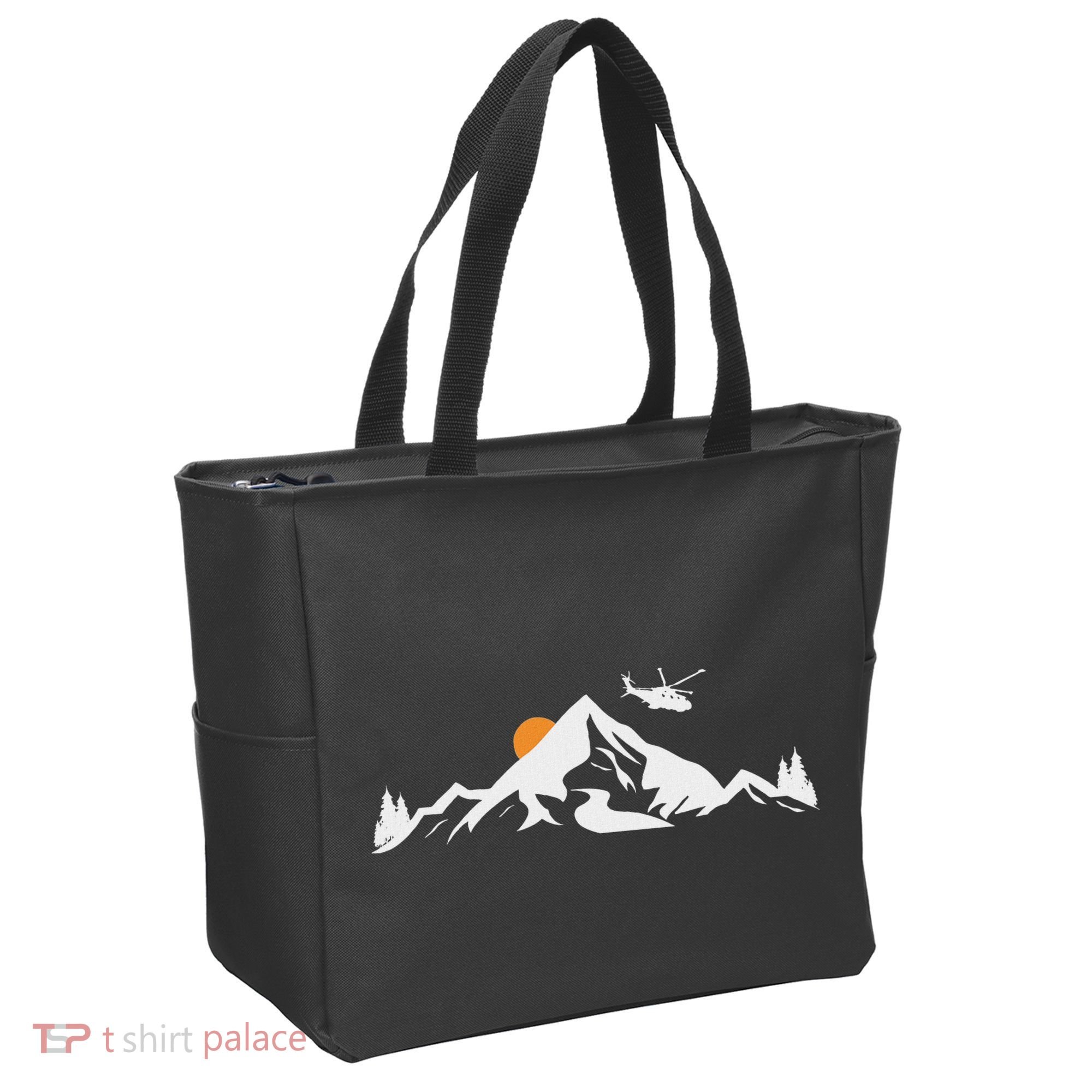 Helicopter Pilot Mountains Aviation Aircraft Chopper Tote Bag