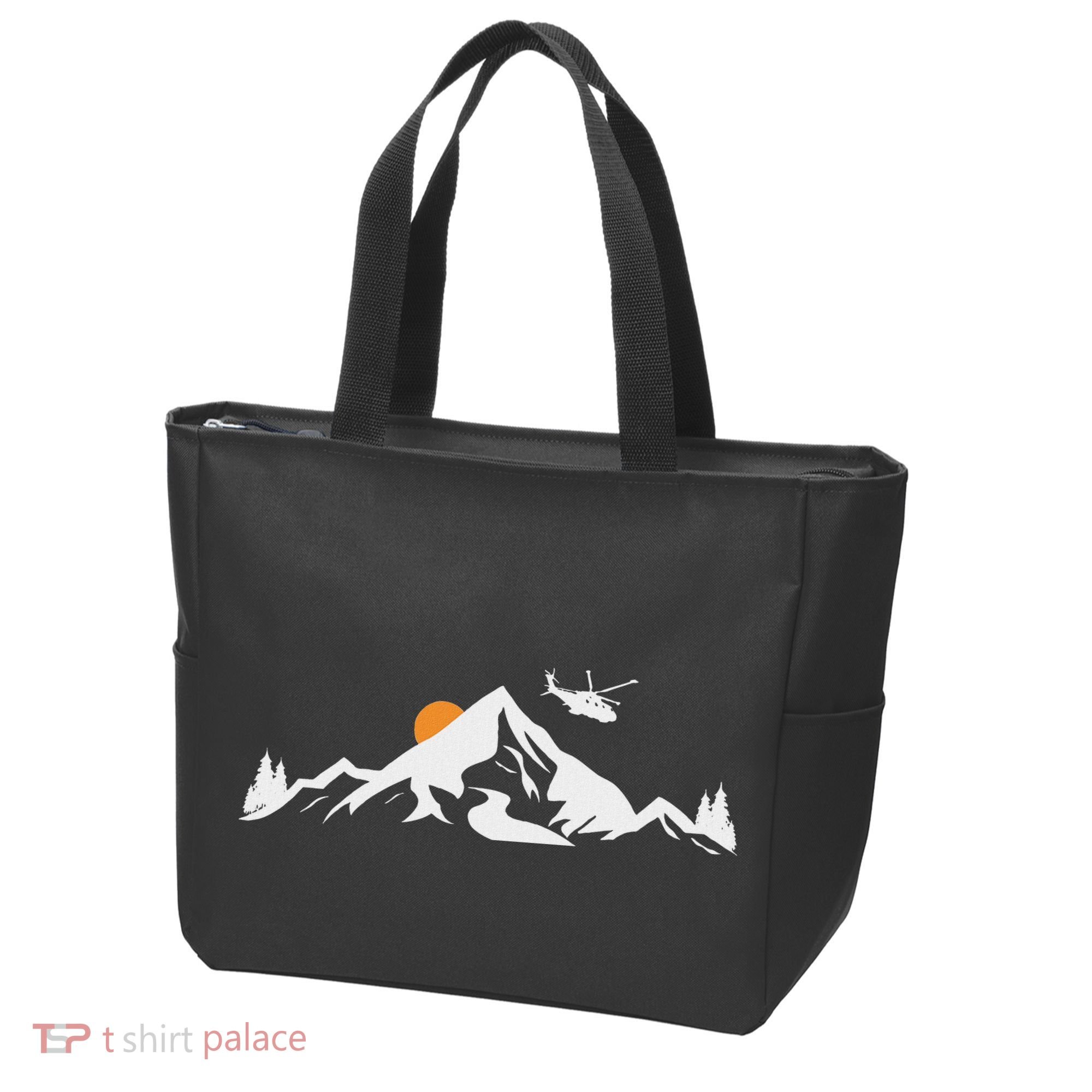 Helicopter Pilot Mountains Aviation Aircraft Chopper Tote Bag