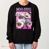 Hot Pink Moo Deng Hippo Meme Funny Women's Sweatshirt thumb 0