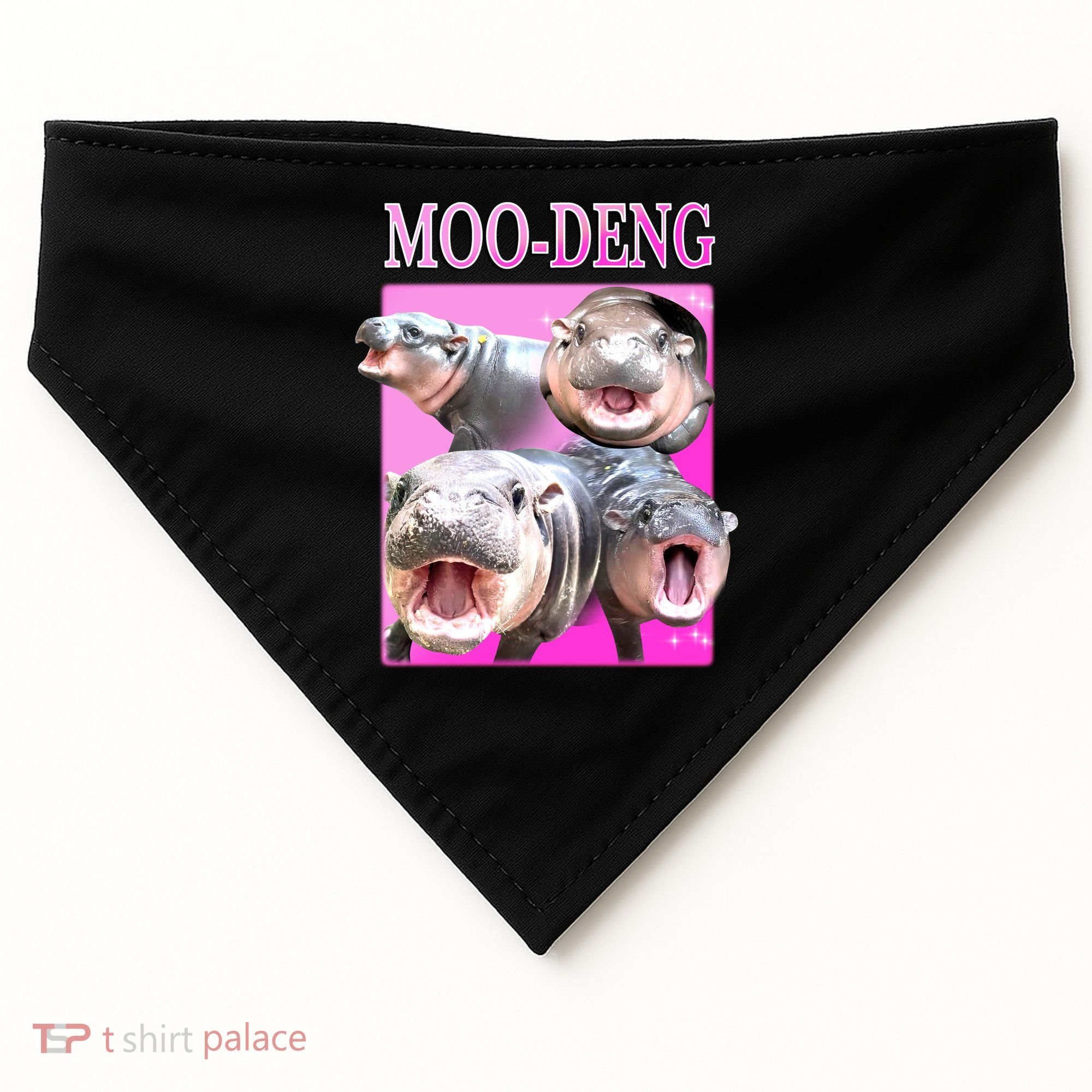 Hot Pink Moo Deng Hippo Meme Funny USA-Made Doggie Bandana