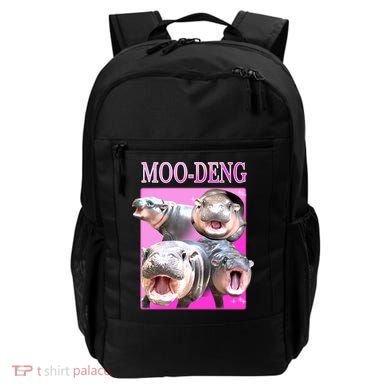 Hot Pink Moo Deng Hippo Meme Funny Backpack