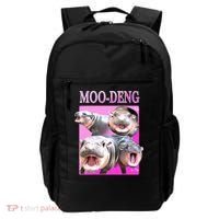 Hot Pink Moo Deng Hippo Meme Funny Backpack thumb 0