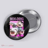Hot Pink Moo Deng Hippo Meme Funny Button thumb 0