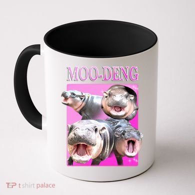 Hot Pink Moo Deng Hippo Meme Funny Coffee Mug