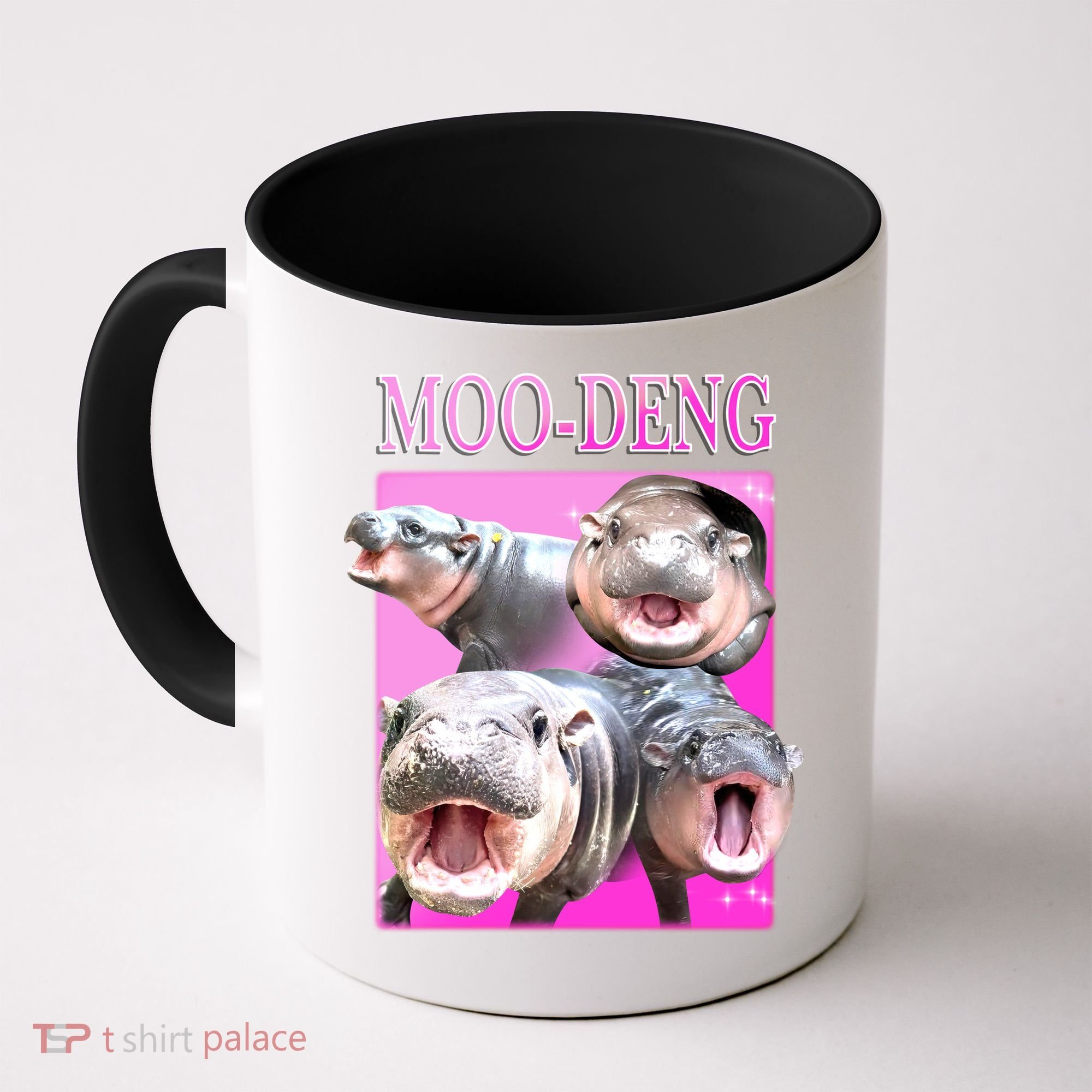 Hot Pink Moo Deng Hippo Meme Funny Coffee Mug
