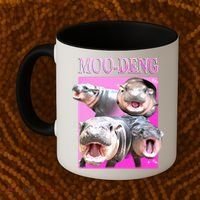 Hot Pink Moo Deng Hippo Meme Funny Coffee Mug thumb 2