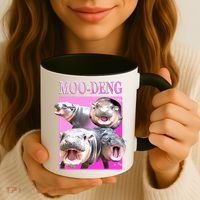 Hot Pink Moo Deng Hippo Meme Funny Coffee Mug thumb 3