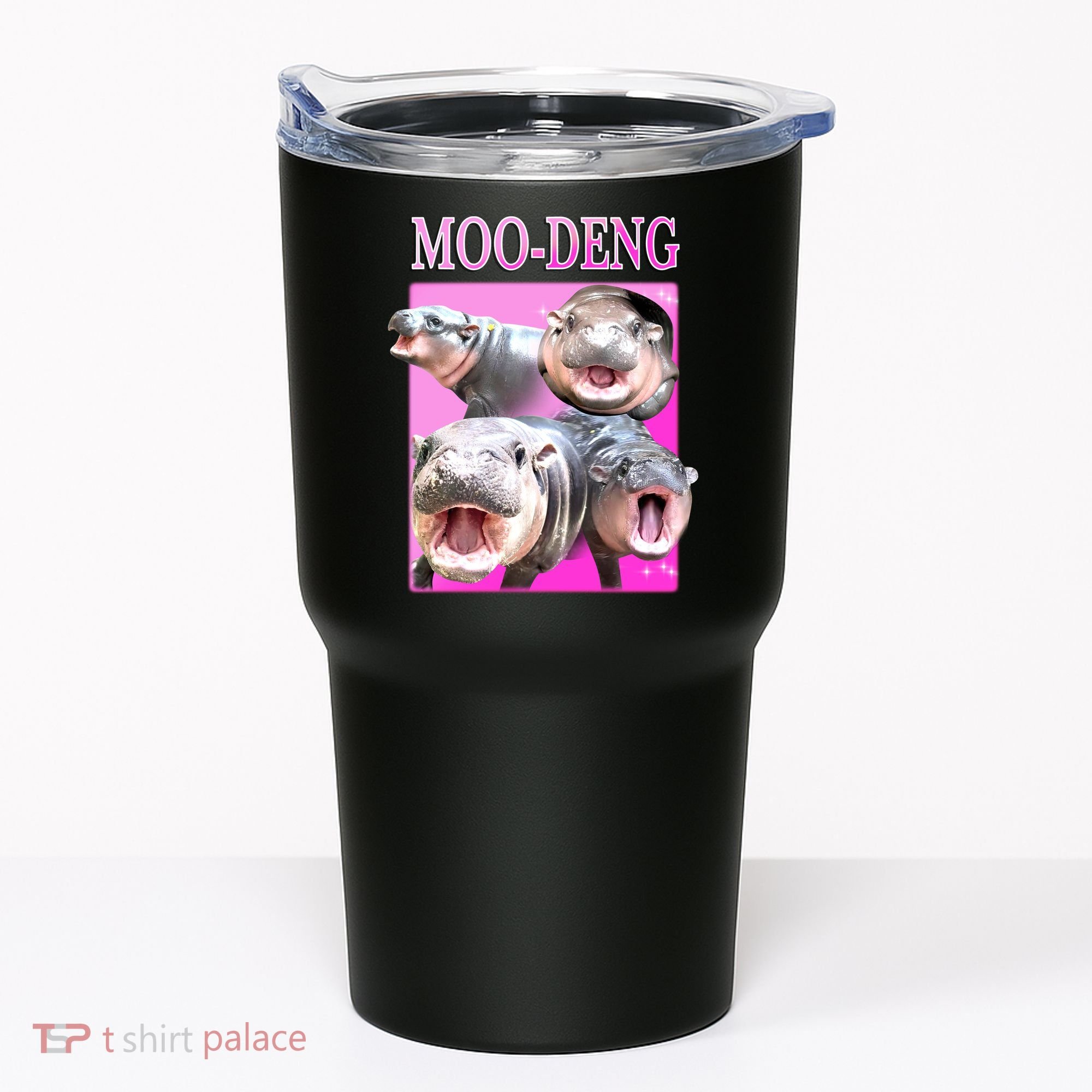 Hot Pink Moo Deng Hippo Meme Funny Tumbler