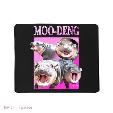 Hot Pink Moo Deng Hippo Meme Funny Mousepad